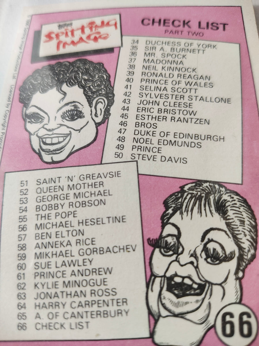 Topps Spitting Image Trading Cards – Complete 66-Card Set (1990) – Very Good Condition